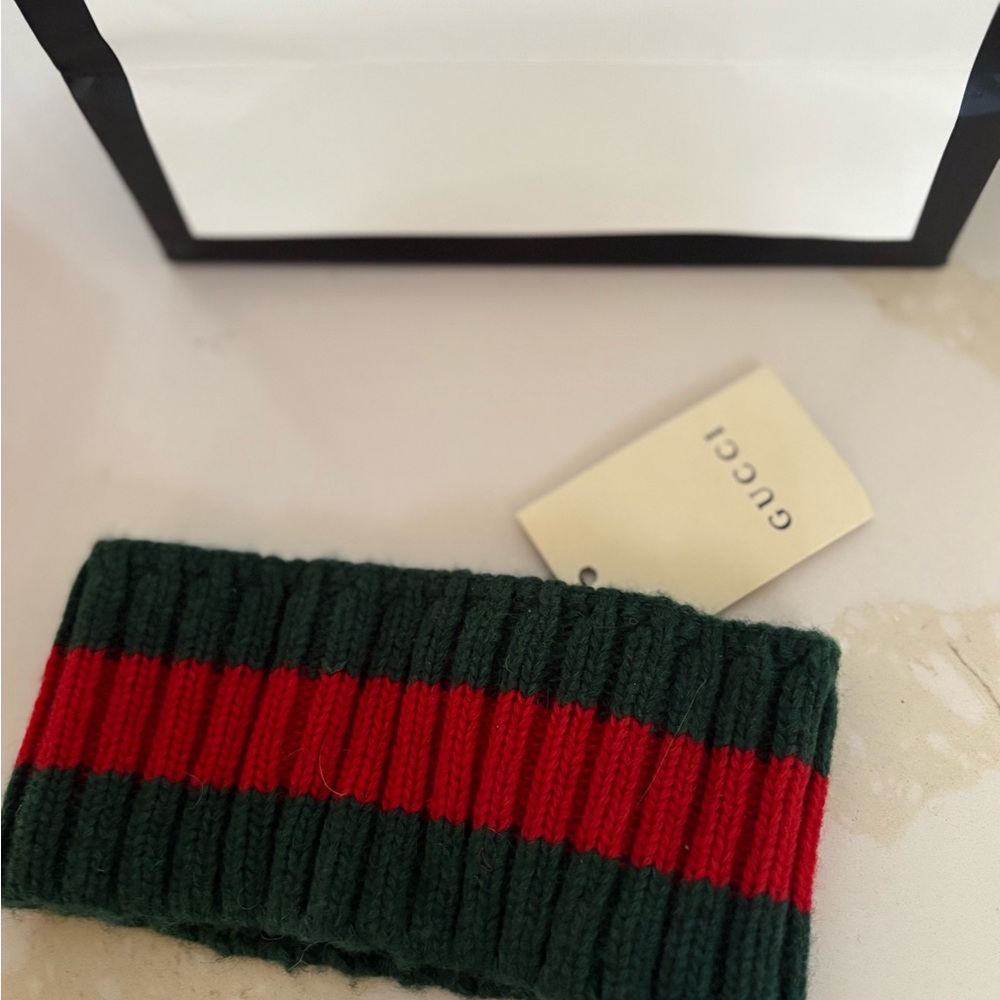 Gucci Striped Knit Headband in Green and Red